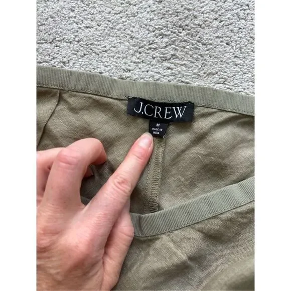 NWOT J Crew Gywneth linen slip skirt in green khaki, Med $118 A56 - Picture 6 of 8